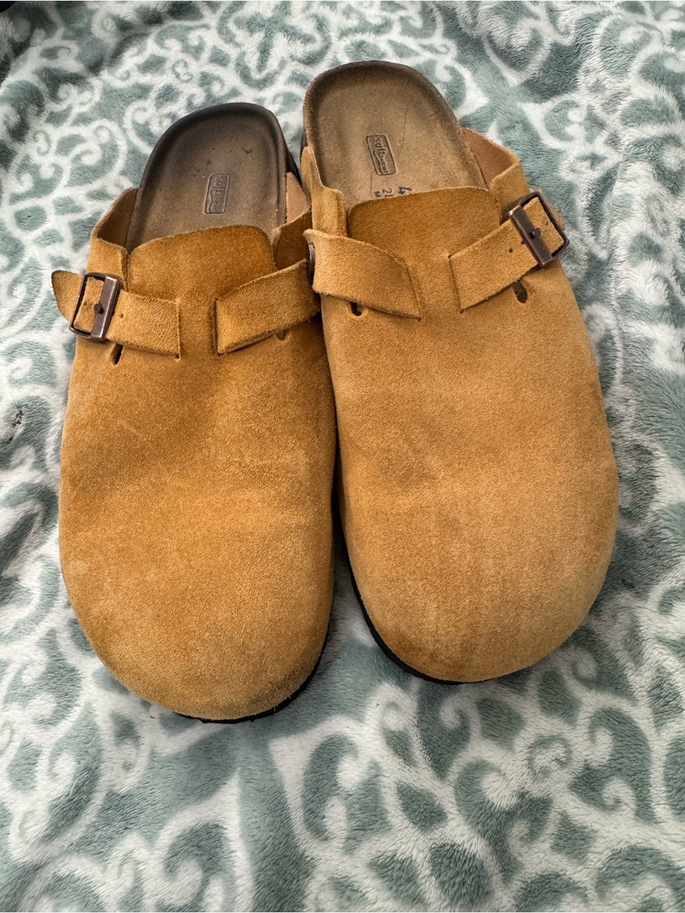 Birkenstock Brown Suede Boston Clogs - Picture 4 of 8